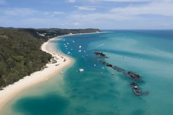 Tangalooma ships on the coast of Moreton Island