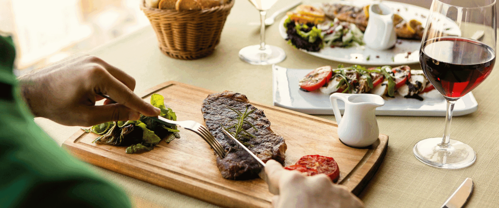 Steak and red wine is a classic Aussie dinner
