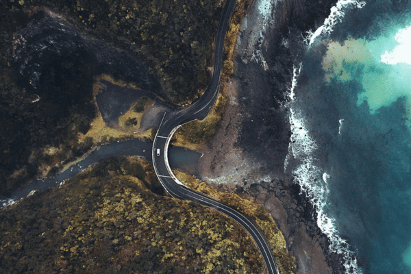 Birds eye view of coastal road and ocean SSTA main blog